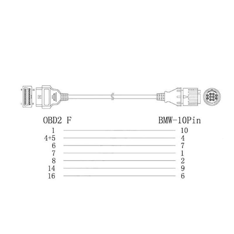 10 pin to OBD-II Connector For BMW ICOM D Cable ICOM-D Motorcycles