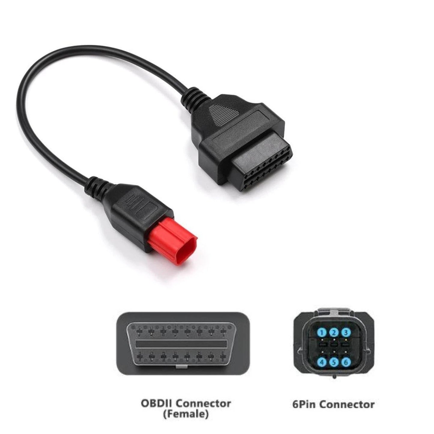 バイク用 6ピン to OBD2 診断変換ケーブル 【Euro5対応 / K-Line & CAN-Bus両対応】